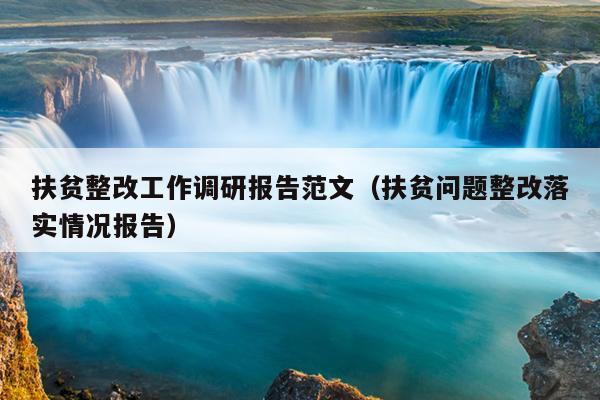 扶贫整改工作调研报告范文(扶贫问题整改落实情况报告)