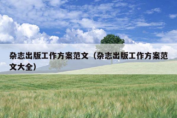 杂志出版工作方案范文(杂志出版工作方案范文大全)