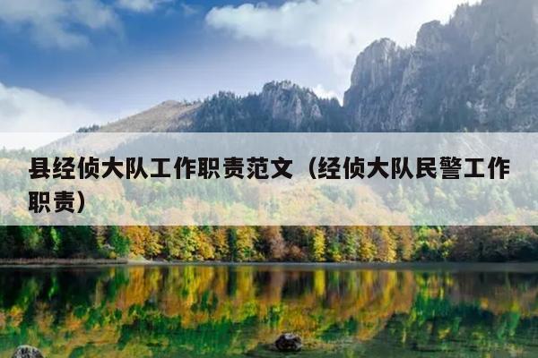 县经侦大队工作职责范文(经侦大队民警工作职责)