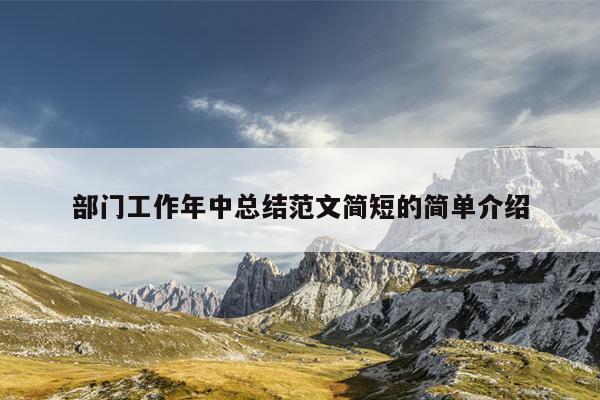 部门工作年中总结范文简短的简单介绍