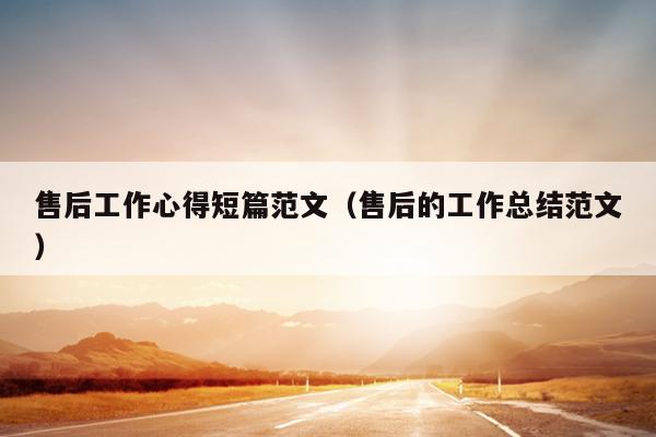售后工作心得短篇范文(售后的工作总结范文)