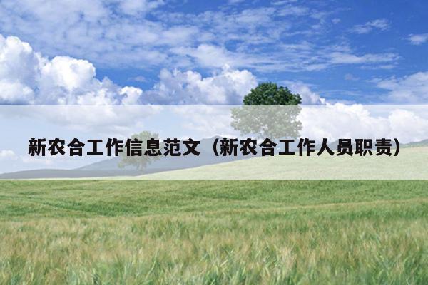 新农合工作信息范文(新农合工作人员职责)