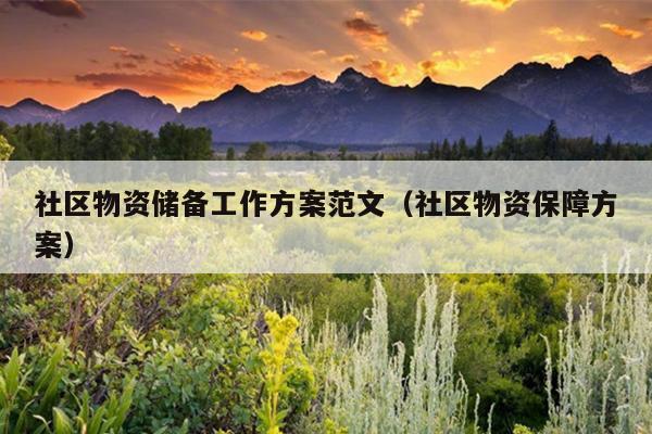 社区物资储备工作方案范文(社区物资保障方案)