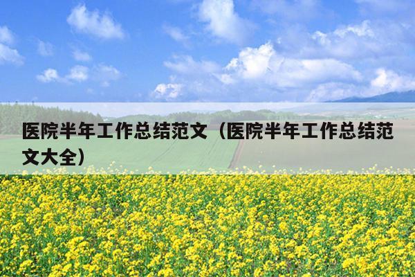 医院半年工作总结范文(医院半年工作总结范文大全)