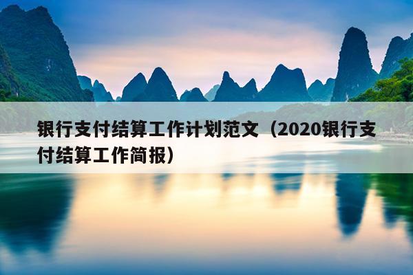 银行支付结算工作计划范文(2020银行支付结算工作简报)
