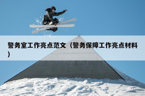 警务室工作亮点范文(警务保障工作亮点材料)