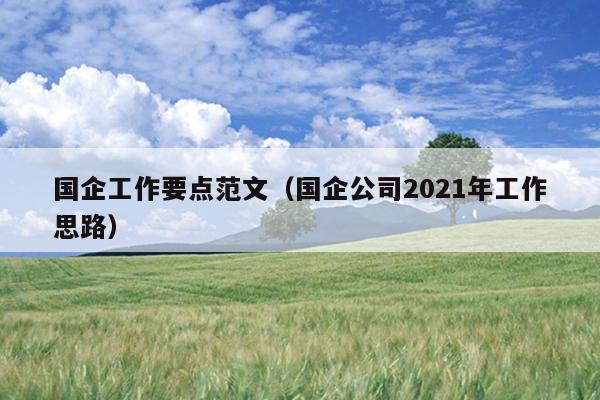 国企工作要点范文(国企公司2021年工作思路)