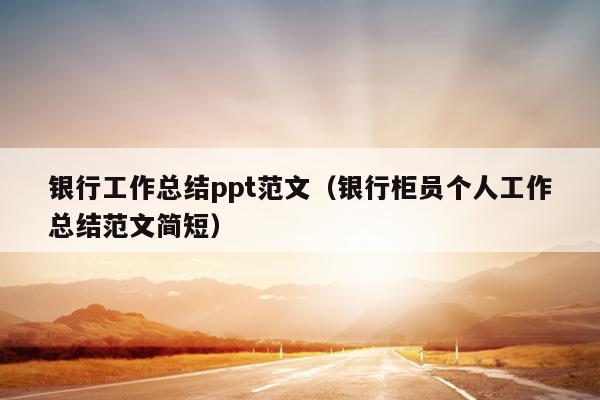 银行工作总结ppt范文(银行柜员个人工作总结范文简短)