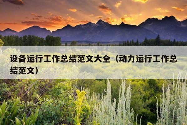 设备运行工作总结范文大全(动力运行工作总结范文)