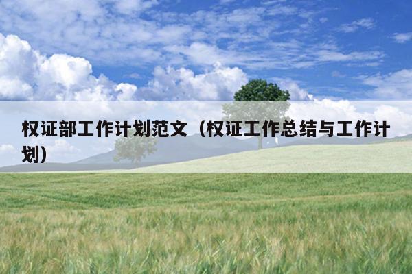 权证部工作计划范文(权证工作总结与工作计划)