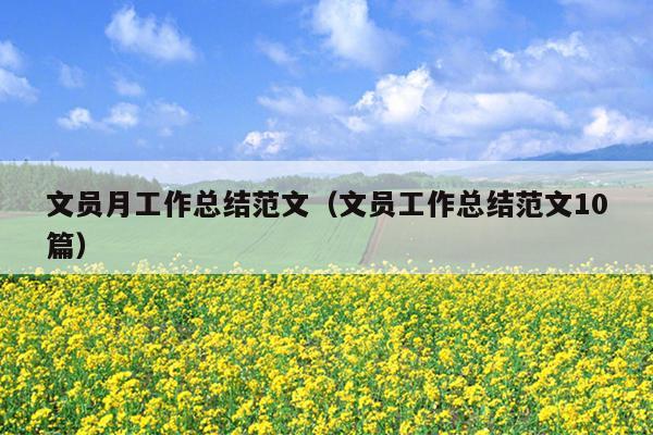 文员月工作总结范文(文员工作总结范文10篇)