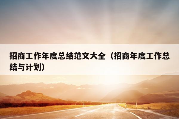 招商工作年度总结范文大全(招商年度工作总结与计划)