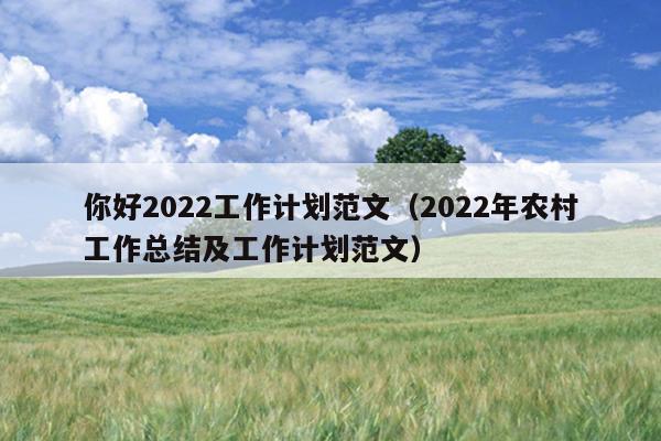 你好2022工作计划范文(2022年农村工作总结及工作计划范文)
