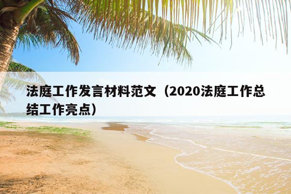 法庭工作发言材料范文(2020法庭工作总结工作亮点)