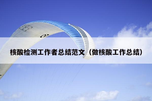 核酸检测工作者总结范文(做核酸工作总结)