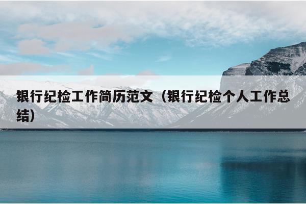 银行纪检工作简历范文(银行纪检个人工作总结)