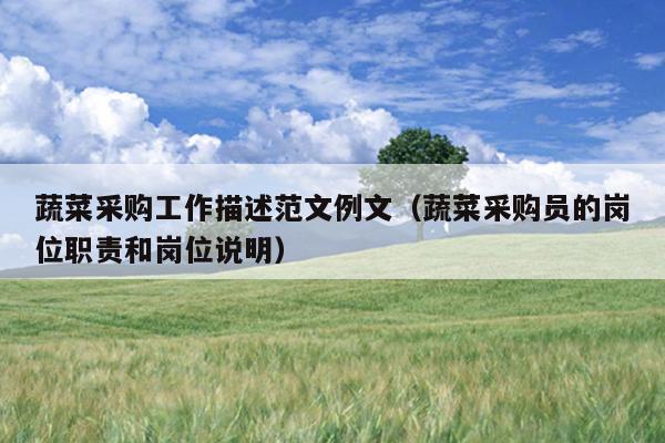 蔬菜采购工作描述范文例文(蔬菜采购员的岗位职责和岗位说明)