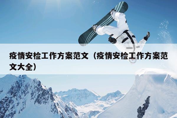 疫情安检工作方案范文(疫情安检工作方案范文大全)