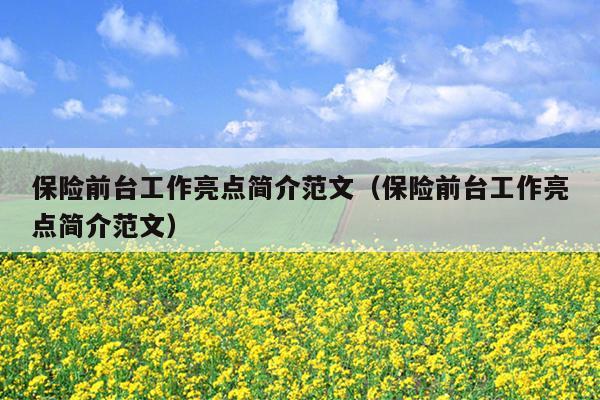 保险前台工作亮点简介范文(保险前台工作亮点简介范文)