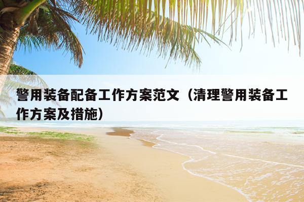 警用装备配备工作方案范文(清理警用装备工作方案及措施)