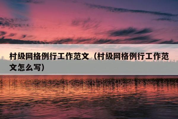村级网格例行工作范文(村级网格例行工作范文怎么写)