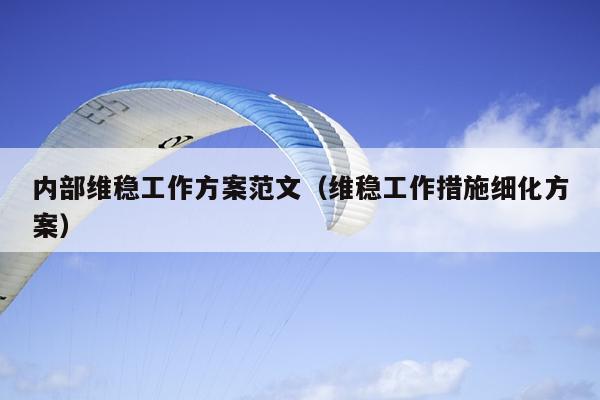 内部维稳工作方案范文(维稳工作措施细化方案)