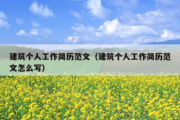 建筑个人工作简历范文(建筑个人工作简历范文怎么写)