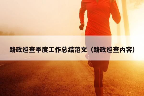 路政巡查季度工作总结范文(路政巡查内容)