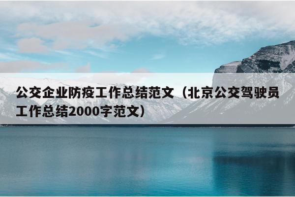 公交企业防疫工作总结范文(北京公交驾驶员工作总结2000字范文)