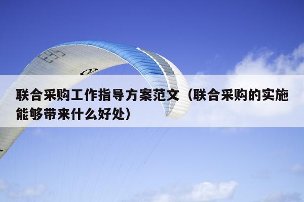 联合采购工作指导方案范文(联合采购的实施能够带来什么好处)