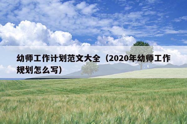 幼师工作计划范文大全(2020年幼师工作规划怎么写)