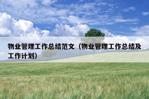 物业管理工作总结范文(物业管理工作总结及工作计划)