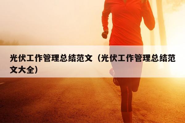 光伏工作管理总结范文(光伏工作管理总结范文大全)