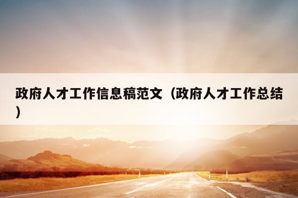 政府人才工作信息稿范文(政府人才工作总结)