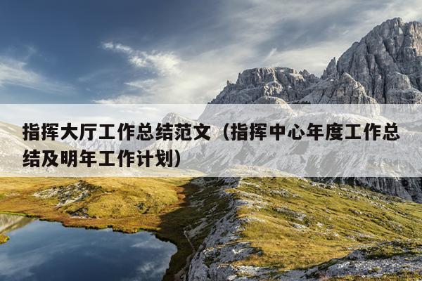 指挥大厅工作总结范文(指挥中心年度工作总结及明年工作计划)