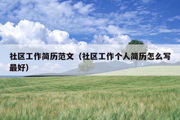 社区工作简历范文(社区工作个人简历怎么写最好)