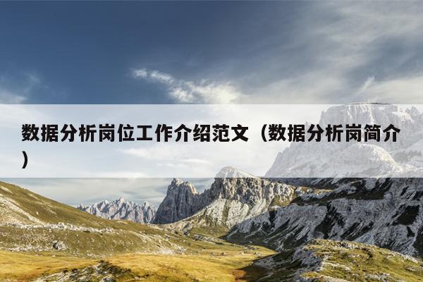 数据分析岗位工作介绍范文(数据分析岗简介)