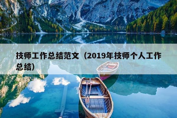 技师工作总结范文(2019年技师个人工作总结)