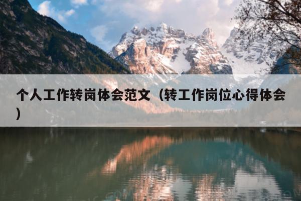 个人工作转岗体会范文(转工作岗位心得体会)