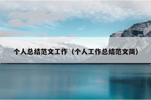 个人总结范文工作(个人工作总结范文简)