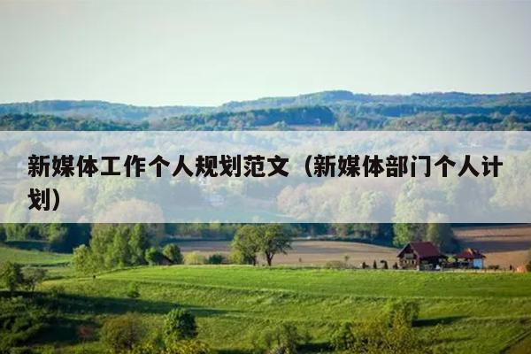 新媒体工作个人规划范文(新媒体部门个人计划)