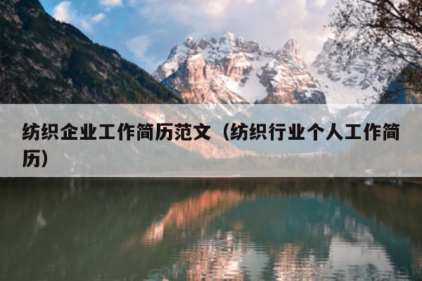 纺织企业工作简历范文(纺织行业个人工作简历)