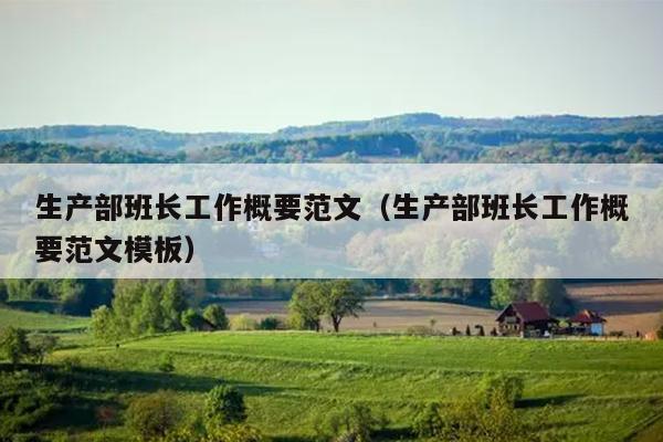 生产部班长工作概要范文(生产部班长工作概要范文模板)