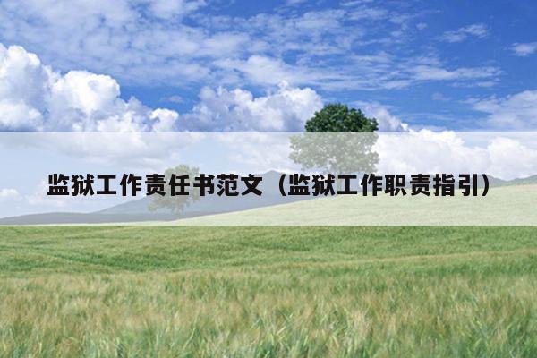 监狱工作责任书范文(监狱工作职责指引)