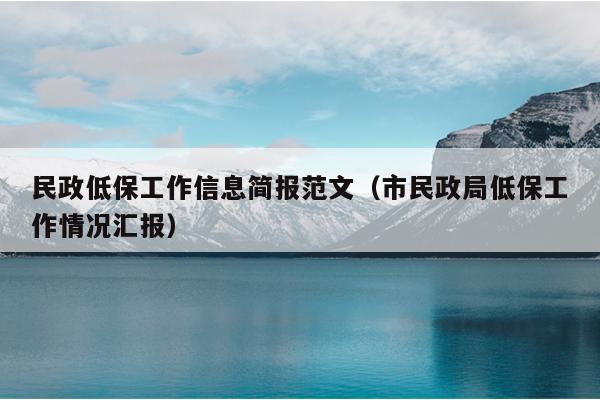 民政低保工作信息简报范文(市民政局低保工作情况汇报)