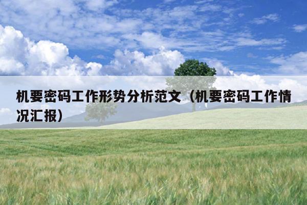 机要密码工作形势分析范文(机要密码工作情况汇报)
