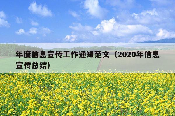 年度信息宣传工作通知范文(2020年信息宣传总结)