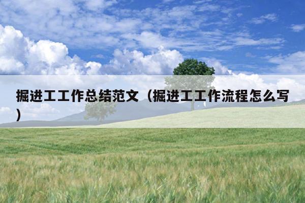 掘进工工作总结范文(掘进工工作流程怎么写)