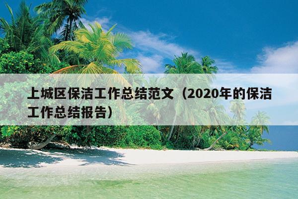 上城区保洁工作总结范文(2020年的保洁工作总结报告)