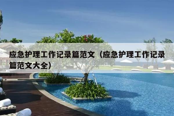 应急护理工作记录篇范文(应急护理工作记录篇范文大全)